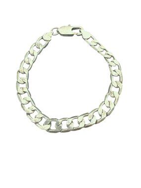 Vintage Bracelet Curb Chain Statement Streetwear Minimalist Silver Tone 8 inches